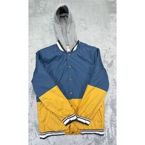 Cat & Jack Boys Jacket Blue/Yellow Sherpa Lined - Removable Hood - Size XL(16)
